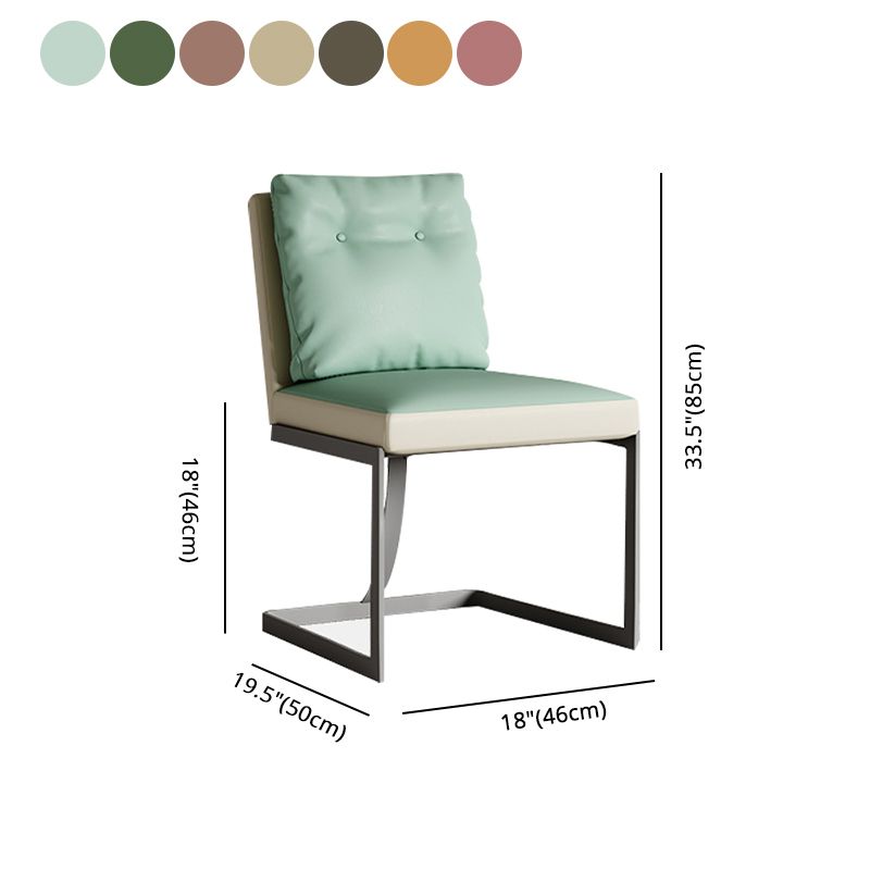 Upholstered Leather Armless Dining Chairs Solid Back Chairs with Metal Legs Clearhalo ' kitchen&dining_furn' 'Dining Chairs' 'Dining Tables & Seating' 'dining_chair' 'furn' 'furn_dining_chair' 'Furniture' 'furniture_dining_chair' 'Kitchen & Dining Furniture' 'kitchen' 1200x1200_50a01558-1525-4d33-8cea-9c8d37d09c56