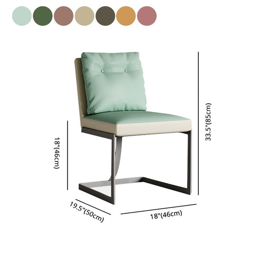 Upholstered Leather Armless Dining Chairs Solid Back Chairs with Metal Legs Clearhalo ' kitchen&dining_furn' 'Dining Chairs' 'Dining Tables & Seating' 'dining_chair' 'furn' 'furn_dining_chair' 'Furniture' 'furniture_dining_chair' 'Kitchen & Dining Furniture' 'kitchen' 1200x1200_50a01558-1525-4d33-8cea-9c8d37d09c56