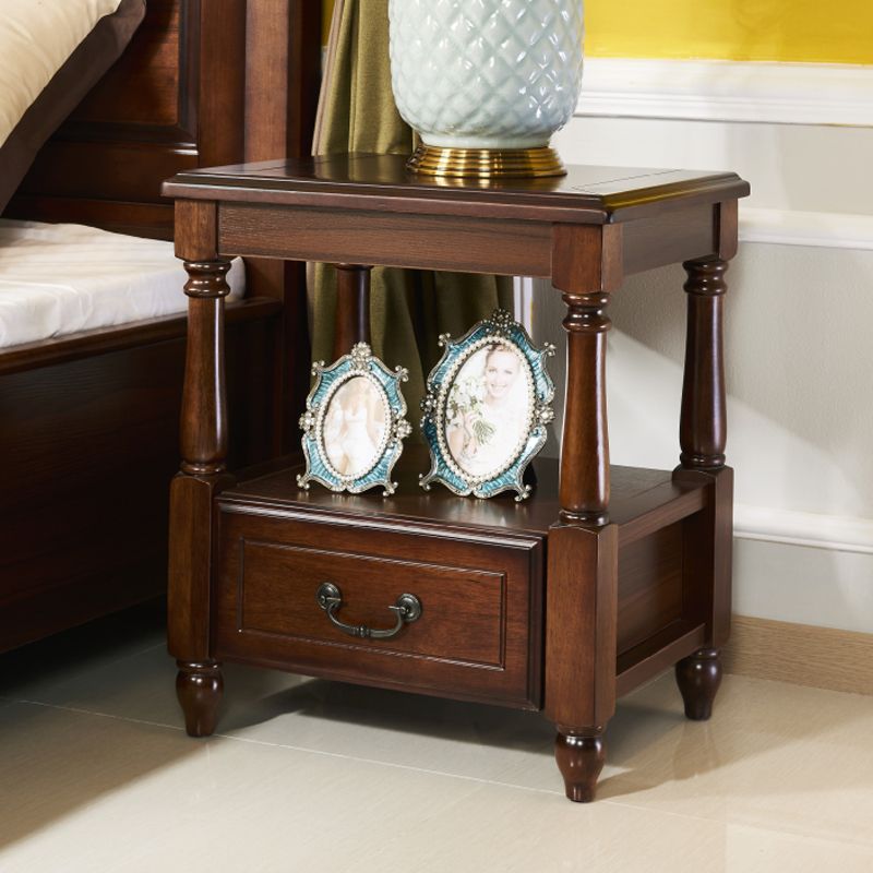 Farmhouse Brown Wood End Table, 2-Tier Side Table with Storage Clearhalo 'Coffee & Accent Tables' 'End & Side Tables' 'end_side_table' 'end_side_tables' 'furn' 'furn_end_side_tables' 'Furniture' 'furniture_end_side_table' 'Living Room Furniture' 1200x1200_50a1a9da-abf5-45f9-9531-3de4edbcfede