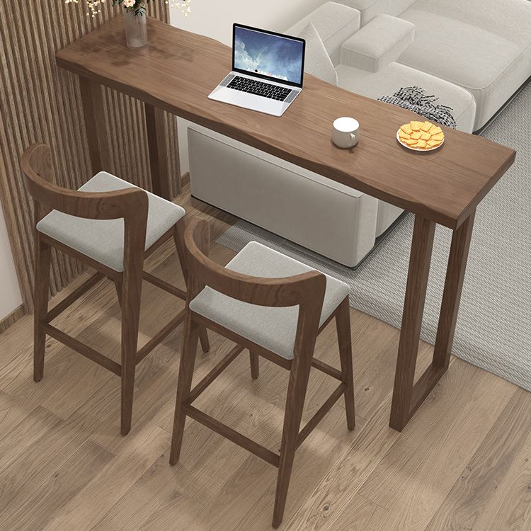 Table de salle à manger de bar rectangulaire en bois massif, intérieur moderne, marron