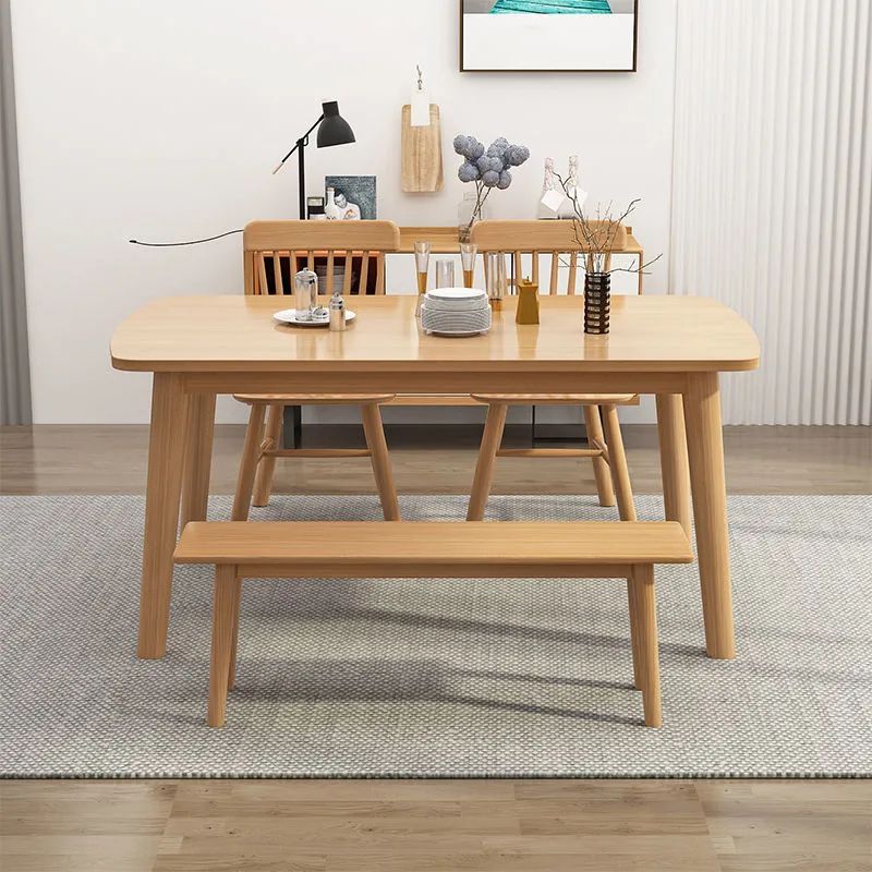 Rubberwood Solid Wood Dining Table Simplicity Style Dinette Table for Indoor Clearhalo ' dining_table' 'Dining Tables & Seating' 'Dining Tables' 'furn' 'furn_dining_table' 'Furniture' 'furniture_dining_table' 'Kitchen & Dining Furniture' 'kitchen&dining_furn' 'kitchen' 'kitchen_dining_table' 1200x1200_50a53875-c224-4078-a03a-b01f97eb2451