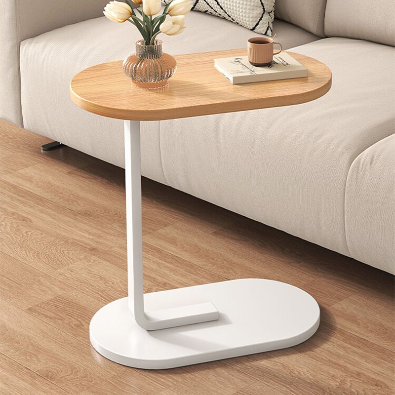 24.8" Tall C-shape End Table Wooden Accent Side Table for Living Room