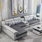 Gray Faux Leather Sectional L-shape Pillow Top Arm Sectional