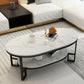 Table basse rectangulaire en ardoise, table basse abstraite avec étagère