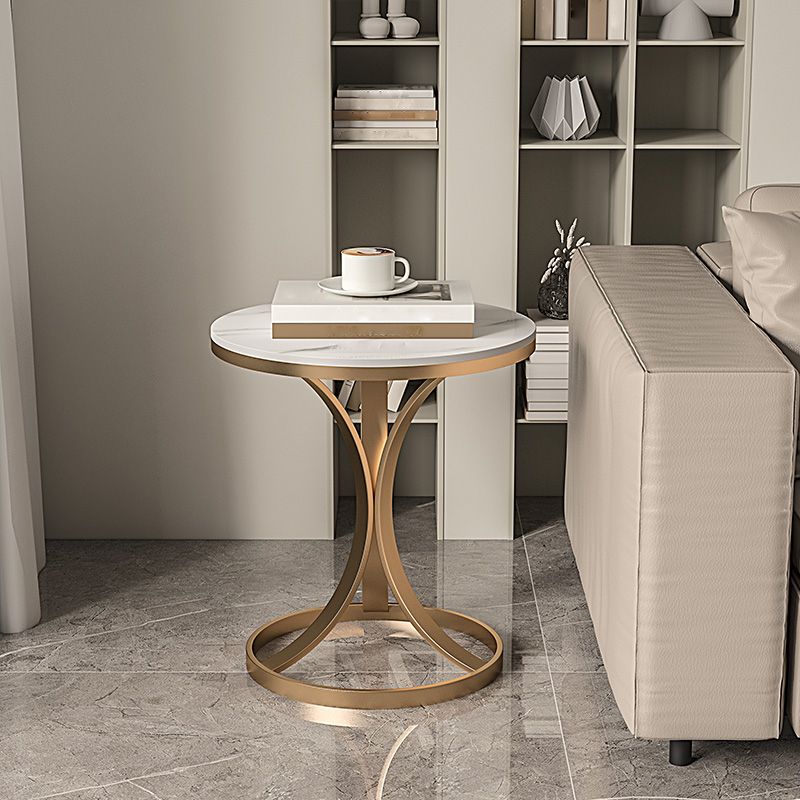 Tavolino moderno tondo in ardesia rotonda da 19,6 pollici di estremità del piedistallo