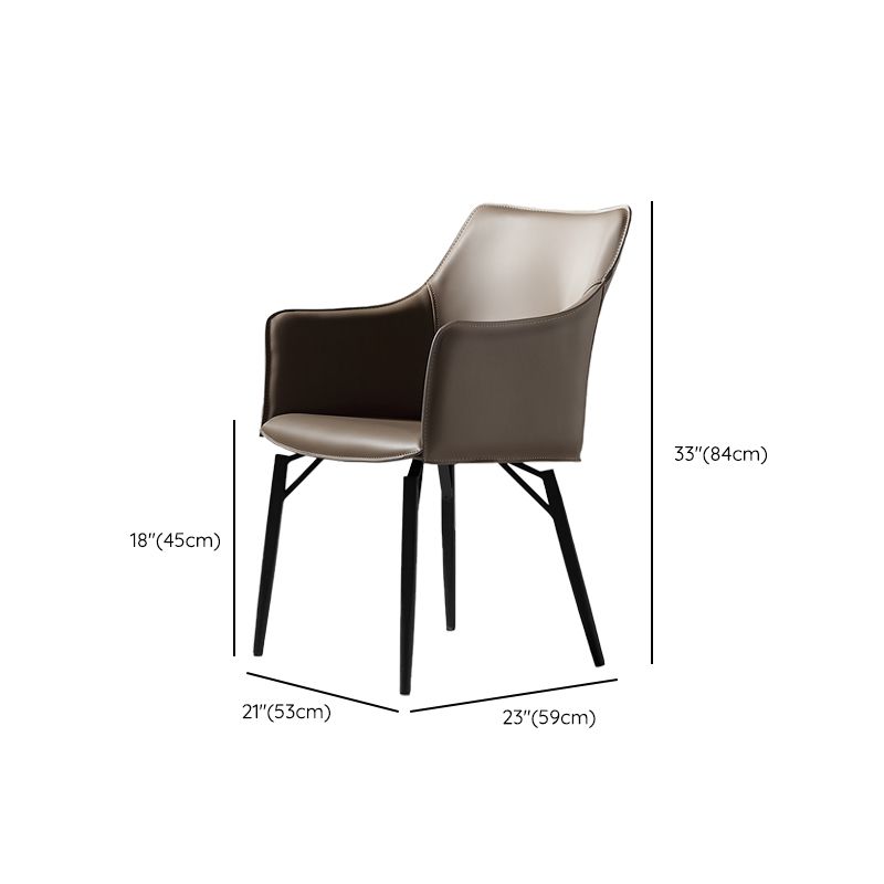 Binnen faux lederen eetkamerstoel metalen frame armstoel in grijs