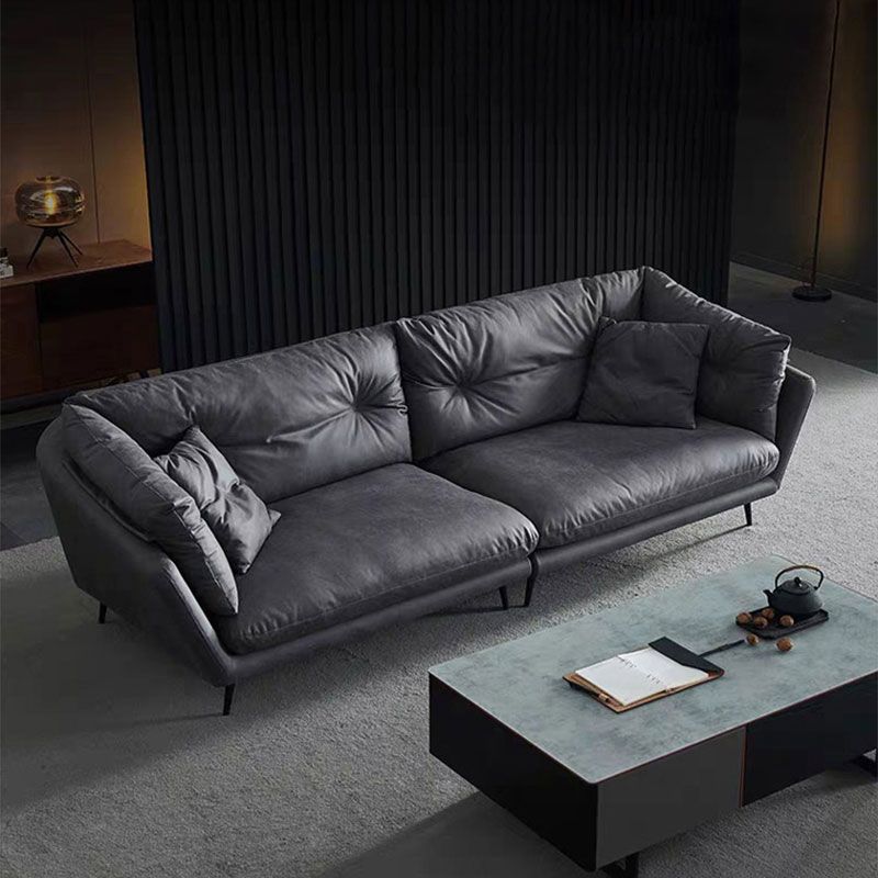 フェイクレザータフテッドコンテンポラリーフレアアームステイン耐性ソファソファ