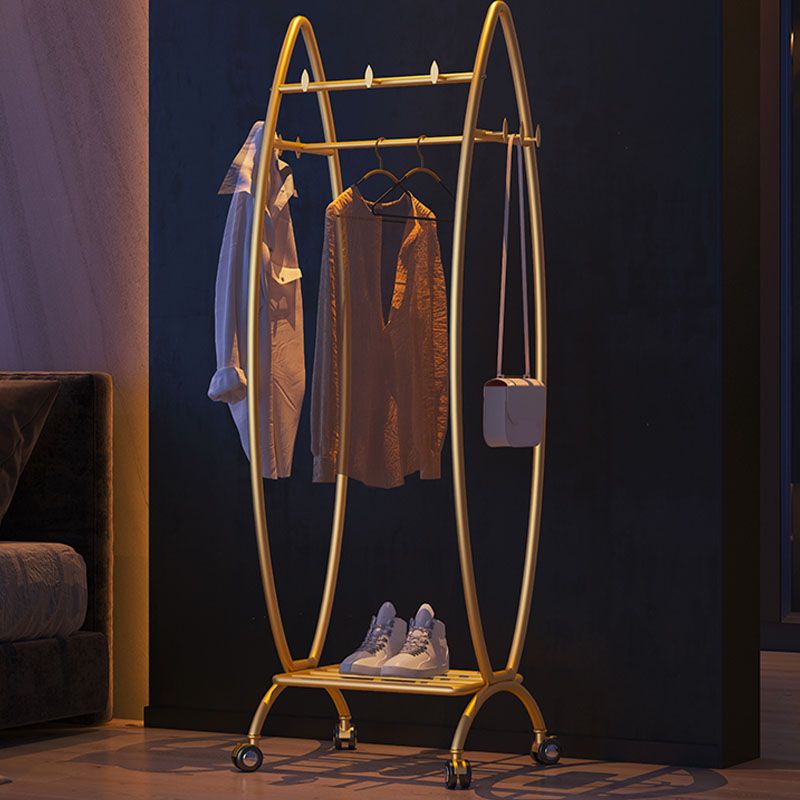 Glam Coat Rack Metal 2 Soporte de estantería de almacenamiento de riel colgante con 4 ganchos