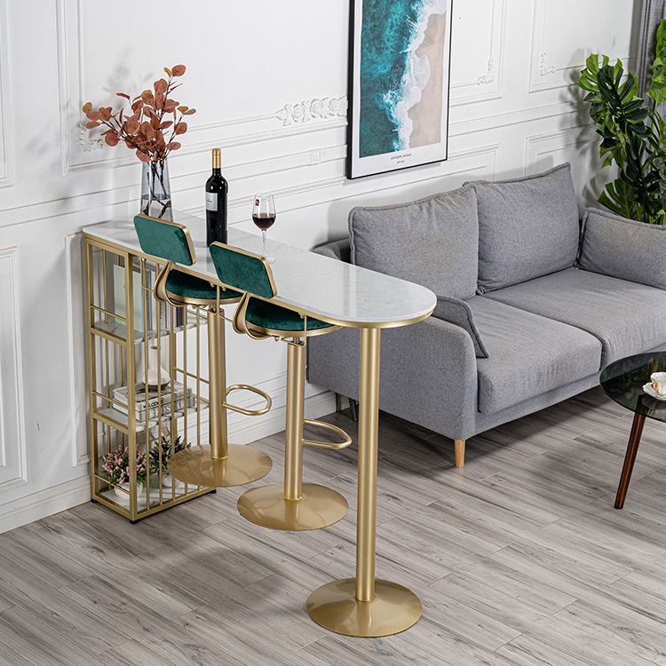 Glam Faux Marble Indoor Bar Dining Table Iron Double Pedestal Bistro Table with Shelve Clearhalo 'Bar Furniture' 'Bar Tables' 'bar_tables' 'Furniture' 'furniture_bar_tables' 'Kitchen & Dining Furniture' 'kitchen&dining_furn' 'kitchen' 1200x1200_50ae209f-f5f0-45b8-b16d-35a83abd2d5f