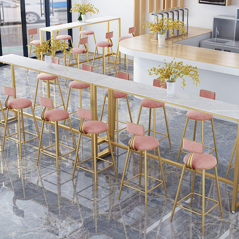 Glam Style Counter Stool Upholstered Low Back Bar Stool with Gold Frame Clearhalo 'Bar Furniture' 'Bar Stools' 'bar_stools' 'furn' 'furn_bar_stools' 'Furniture' 'Kitchen & Dining Furniture' 1200x1200_50ae7bba-379c-42de-97a9-f366d5f04930