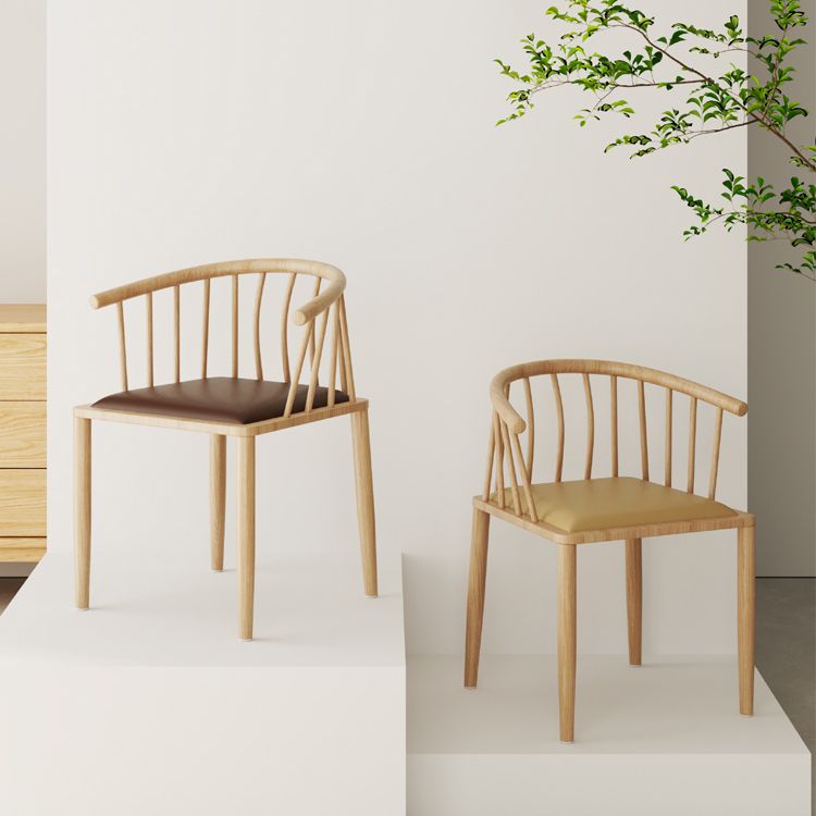 Modern wood-like dining chair armrest-free PU leather dining chair home Clearhalo ' kitchen&dining_furn' 'Dining Chairs' 'Dining Tables & Seating' 'dining_chair' 'furn' 'furn_dining_chair' 'Furniture' 'furniture_dining_chair' 'Kitchen & Dining Furniture' 'kitchen' 1200x1200_50b1a2c9-a678-4ad8-93cc-13ff9ed1791e