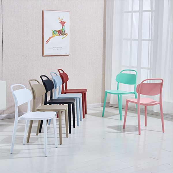 Scandinavian Plastic Chair Stackable Open Back Dining Chair in Matte Finish (Set of 4) Clearhalo ' kitchen&dining_furn' 'Dining Chairs' 'Dining Tables & Seating' 'dining_chair' 'furn' 'furn_dining_chair' 'Furniture' 'furniture_dining_chair' 'Kitchen & Dining Furniture' 'kitchen' 1200x1200_50b24a18-cb23-4d3e-8bc8-d41c7485123d