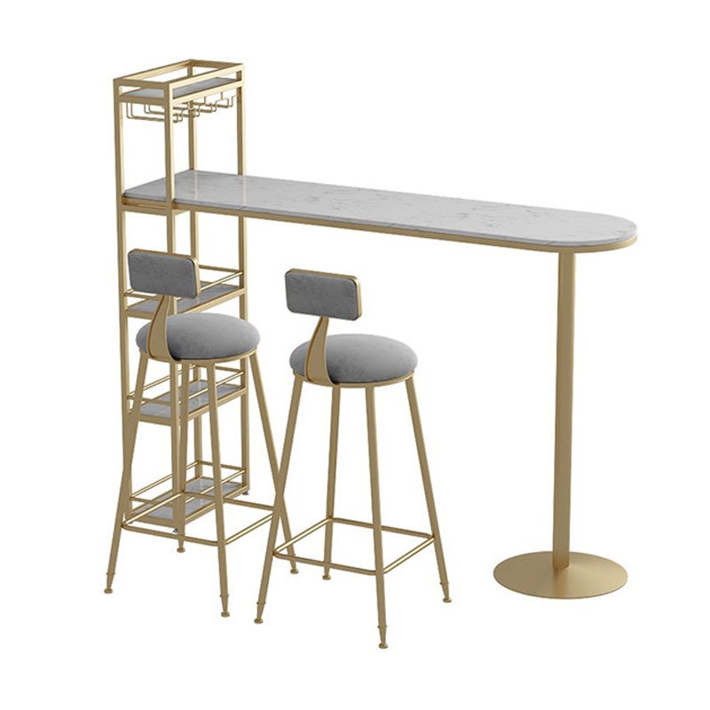 Modern Bar Table Stone Top Iron Base Pub Table with Shelf for Living Room, Only Table Clearhalo 'Bar Furniture' 'Bar Tables' 'bar_tables' 'furn' 'furn_bar_tables' 'Furniture' 'furniture_bar_tables' 'Kitchen & Dining Furniture' 1200x1200_50b5f71d-1c5a-47a7-8e36-4833d49f12b6