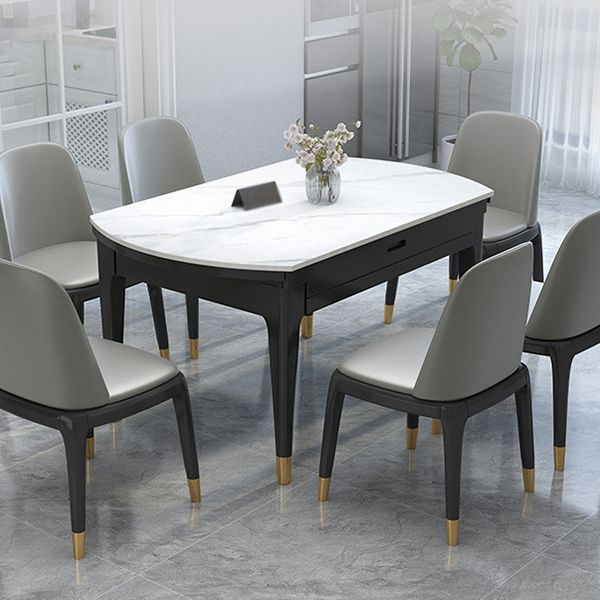 Round Sintered Stone Table Traditional Luxury Dining Room Table with 4 Black Legs Clearhalo ' dining_table' 'Dining Tables & Seating' 'Dining Tables' 'furn' 'furn_dining_table' 'Furniture' 'furniture_dining_table' 'Kitchen & Dining Furniture' 'kitchen&dining_furn' 'kitchen' 'kitchen_dining_table' 1200x1200_50b70e58-c990-4099-925f-8be8e9d41af7