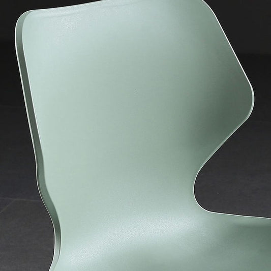 Modern Wing Back Side Chair Plastic Armless Dining Chair with Metal Base
