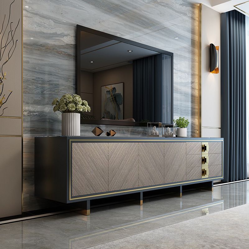 Glam Media Console Glass Media Console TV Stand with Drawers Clearhalo 'furn' 'furn_tv_stands_entertainment_centers' 'Furniture' 'Living Room Furniture' 'TV Stands & Entertainment Centers' 'TV Stands & Media Storage Furniture' 'tv_stands_entertainment_centers' 1200x1200_50b84f01-6db8-4700-80c0-681cc3d0ca80