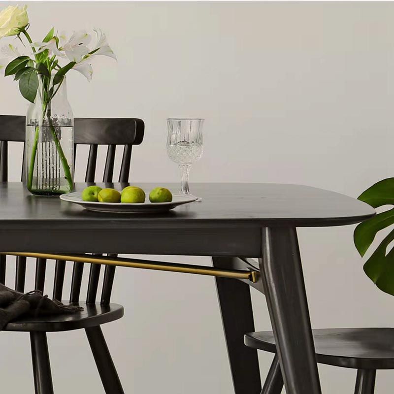 Moderna colección de comedores negros Base de trípode Mesa de comedor de madera maciza