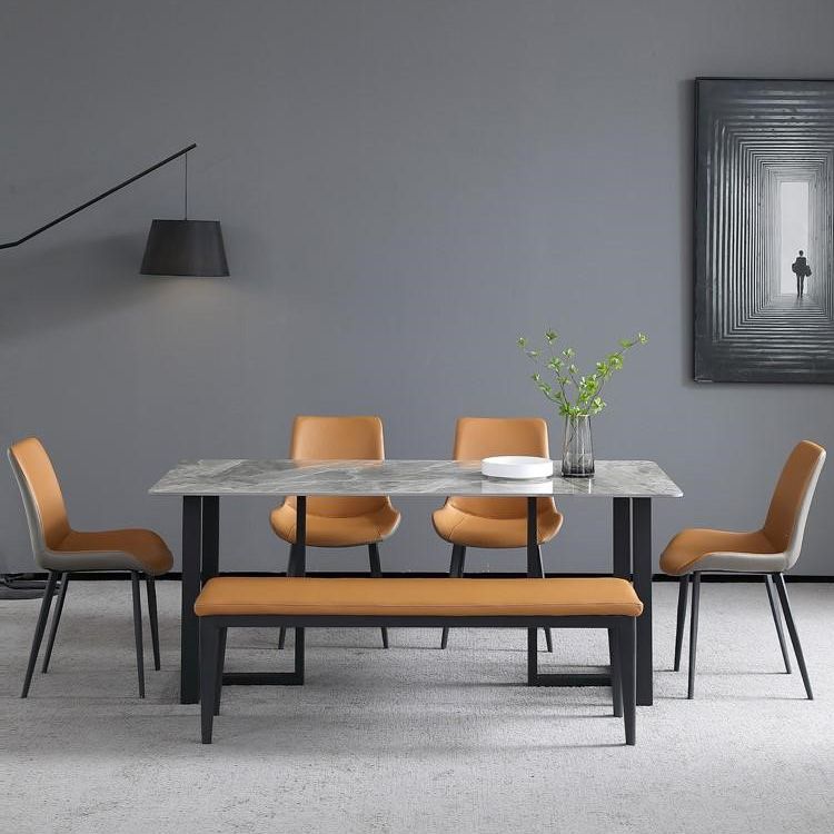 Gesinterde stenen eettafel moderne dubbele voetstuktafel voor thuisgebruik