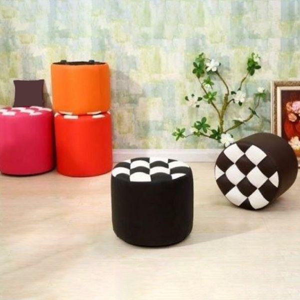 Modern Resistente alla macchia standard Round Control Modello in pelle POUF per salotto