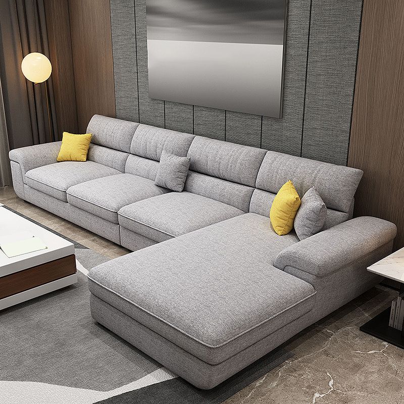 Modern Removable Cushions Sectionals 37.4"H Pillow Top Arm Sofa with 4 Pillows Clearhalo 'furn' 'furn_sectionals' 'Furniture' 'furniture_sectionals' 'Living Room Furniture' 'Sectionals' 1200x1200_50b9eeb6-93cc-4049-ac7a-d71864295409