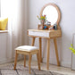 15.74" Wide Solid Wood Dresser 1-Drawer Vanity Table with Stool and Mirror