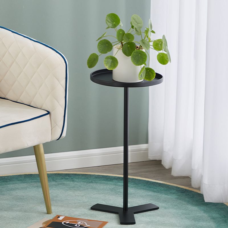 Iron Pedestal End Table Solid Color Round Metal Tray Top Side End Table Clearhalo 'Coffee & Accent Tables' 'End & Side Tables' 'end_side_table' 'end_side_tables' 'furn' 'furn_end_side_tables' 'Furniture' 'furniture_end_side_table' 'Living Room Furniture' 1200x1200_50bc29df-6505-4be9-a67d-dbc333abf983