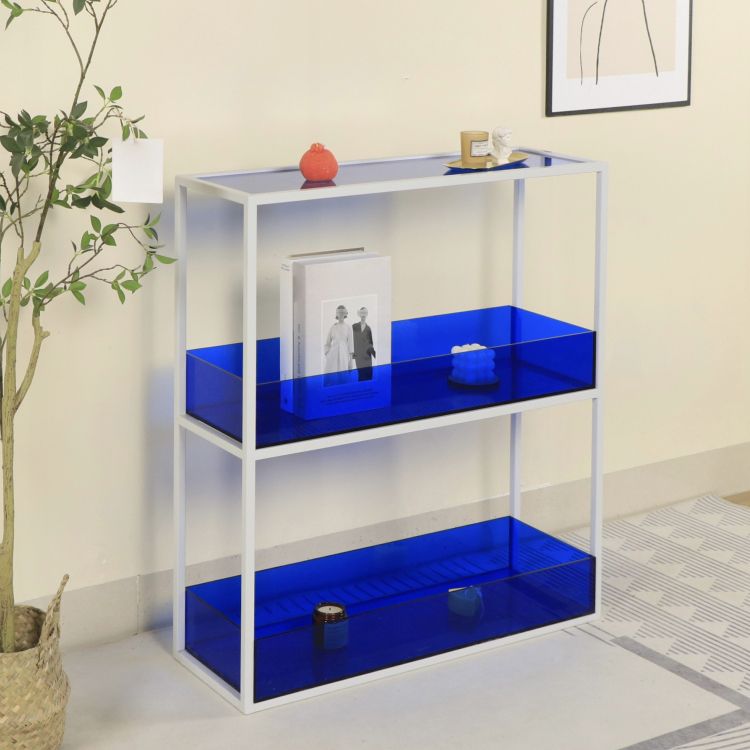 Open Scandinavian Etagere Bookshelf with White Iron Frame Acrylic Shelf Clearhalo 'Bookcases' 'furn' 'furn_bookcases' 'Furniture' 'furniture_bookcases' 'Office Furniture' 1200x1200_50bc613b-041f-4849-bc7e-1160245eade1