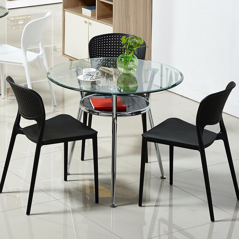 Glass Top Dining Table Modern Round Dining Table with 3 Legs Clearhalo 'Dining Tables & Seating' 'Dining Tables' 'dining_table' 'furn' 'furn_dining_table' 'Furniture' 'furniture_dining_table' 'Kitchen & Dining Furniture' 'kitchen' 'kitchen_dining_table' 1200x1200_50bcccbe-9efc-4cb0-980a-d779d883ec4f