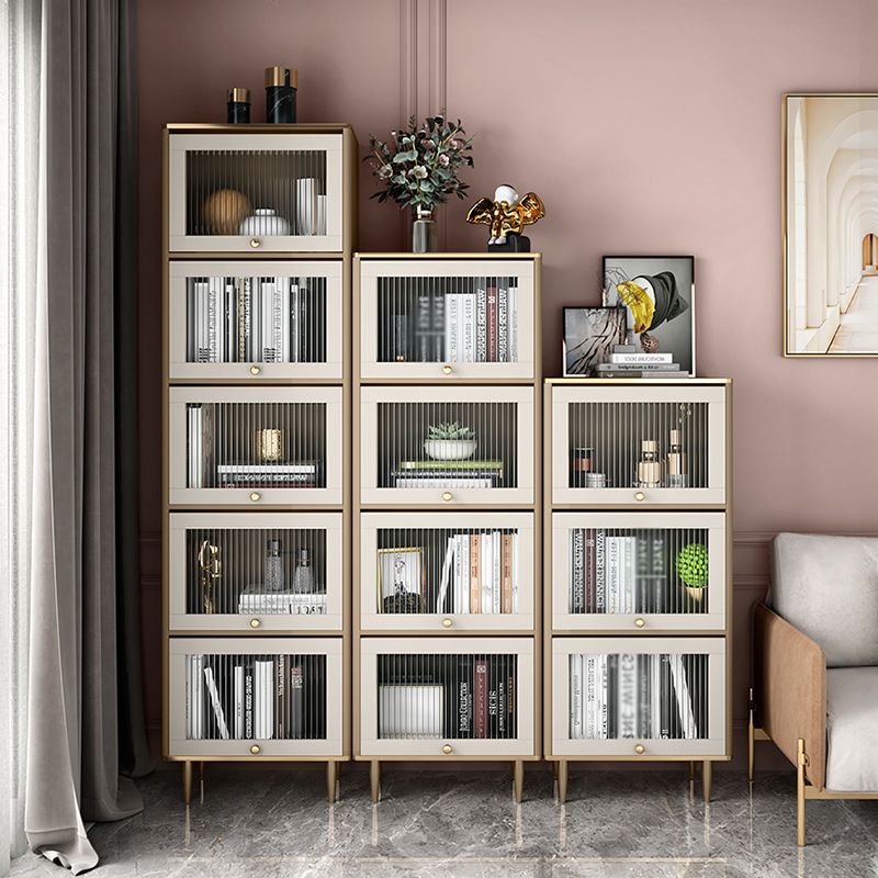 Glam Standard Bookcase Metal Frame Manufactured Wood Bookshelf with Glass Doors Clearhalo 'Bookcases' 'furn' 'furn_bookcases' 'Furniture' 'furniture_bookcases' 'Office Furniture' 1200x1200_50bdfc15-57a9-4d9a-8672-3c3b8bce94c3