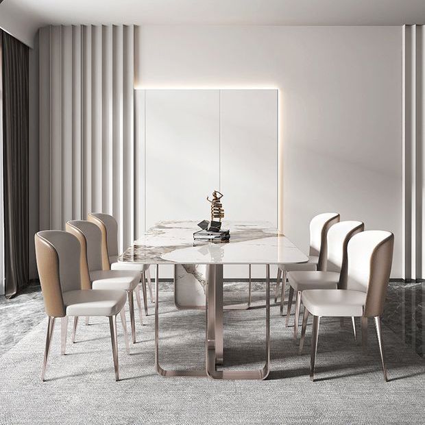 Luxury Rectangle Sintered Stone Dining Set 1/4/5/7 Pieces Dining Table with Chairs Clearhalo 'Dining Room Sets' 'Dining Tables & Seating' 'dining_room_set' 'furn' 'furn_dining_room_set' 'Furniture' 'furniture_dining_room_set' 'Kitchen & Dining Furniture' 1200x1200_50bef14a-492b-4b4b-b0b3-f7784081910c