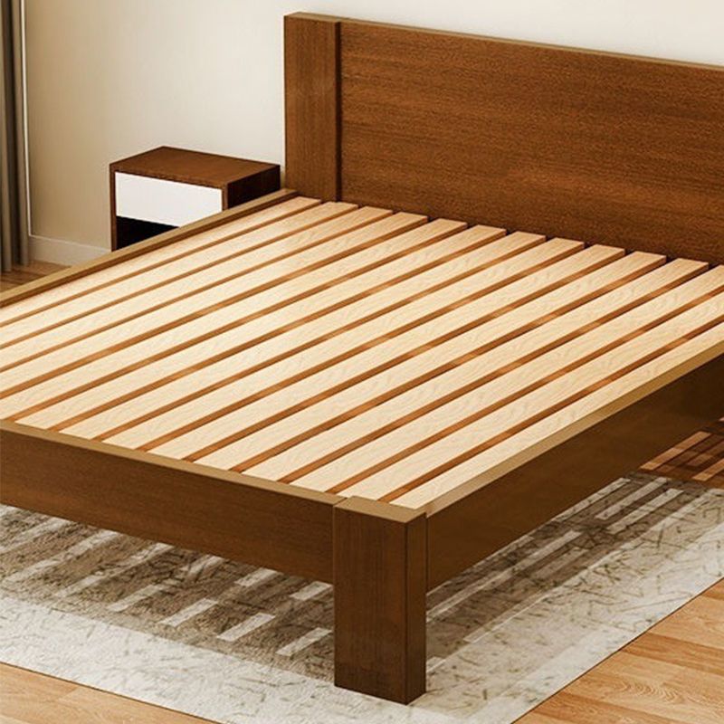 Scandinavisch houten paneel standaard bed met rechthoekig hoofdeinde