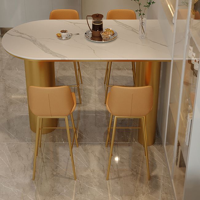 Glam Iron Bar Dining Table with White Stone Top Indoor Bistro Table Clearhalo 'Bar Furniture' 'Bar Tables' 'bar_tables' 'furn' 'furn_bar_tables' 'Furniture' 'furniture_bar_tables' 'Kitchen & Dining Furniture' 1200x1200_50c07533-3d42-4d99-8797-554da762ba90