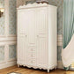 White Rubberwood Wardrobe Armoire Modern Wardrobe Closet with Legs