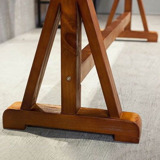 Brown Solid Wood Top Bar Table for Small Places Contemporary Pub Table with Trestle Clearhalo 'Bar Furniture' 'Bar Tables' 'bar_tables' 'furn' 'furn_bar_tables' 'Furniture' 'Kitchen & Dining Furniture' 1200x1200_50c4d4ce-f495-440d-9c87-ba03b2c73bbf