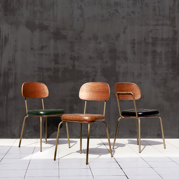 Industrial Style Leather Dining Side Chair Dining Room Open Back Side Chair Set Clearhalo ' kitchen&dining_furn' 'Dining Chairs' 'Dining Tables & Seating' 'dining_chair' 'furn' 'furn_dining_chair' 'Furniture' 'furniture_dining_chair' 'Kitchen & Dining Furniture' 'kitchen' 1200x1200_50c561c4-48a5-4a57-8b7c-b88d48cb8817