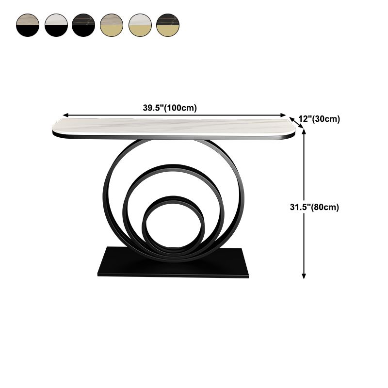 Tavolo da divano mezzaluna moderno ardesia e console astratta in metallo per Hall