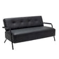 Tufted Back PU Leather Sofa Mid-Century Modern 3-seater Sofa -57" W