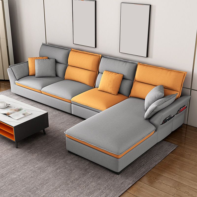 Modern Pillow Top Arm Sofa 37.4"High 4-seat Cushion Back Sectionals with Storage Clearhalo 'furn' 'furn_sectionals' 'Furniture' 'furniture_sectionals' 'kitchen' 'kitchen_sectionals' 'Living Room Furniture' 'Sectionals' 1200x1200_50c67bb6-e3c0-4dfa-869c-880fe9b14572