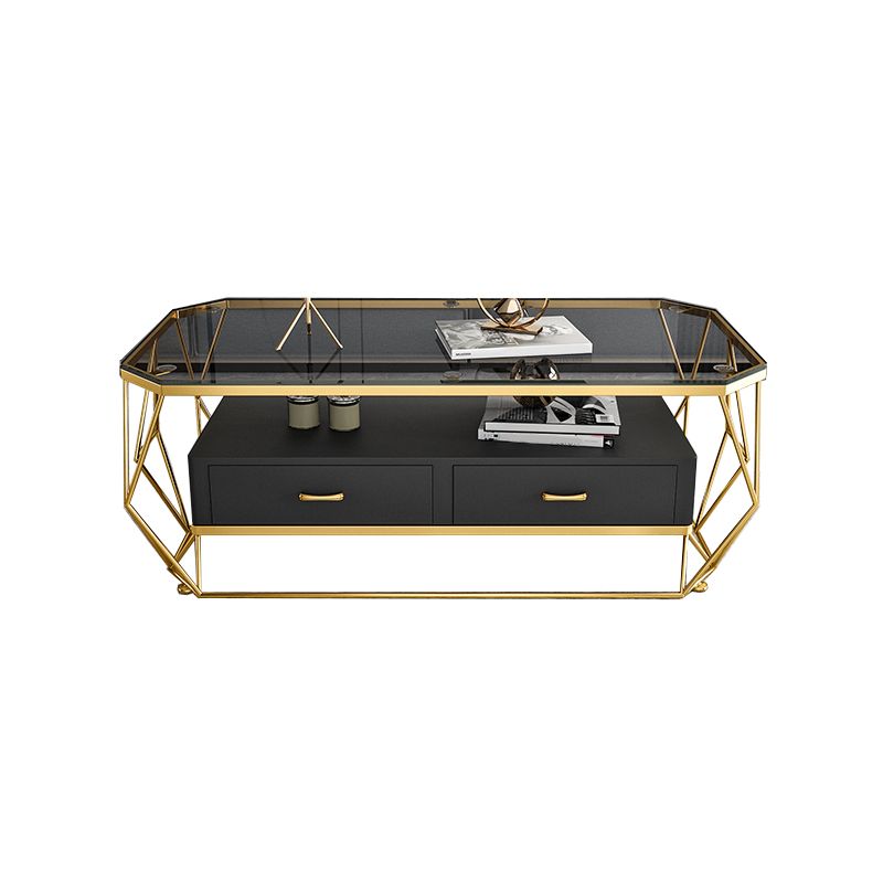 Glam Golden Frame Coffee Table with Storage Drawers Cocktail Table Clearhalo 'Coffee & Accent Tables' 'Coffee Tables' 'coffee_tables' 'furn' 'furn_coffee_tables' 'Furniture' 'Living Room Furniture' 1200x1200_50c7969e-e8c6-40ef-a99d-87a67293e885