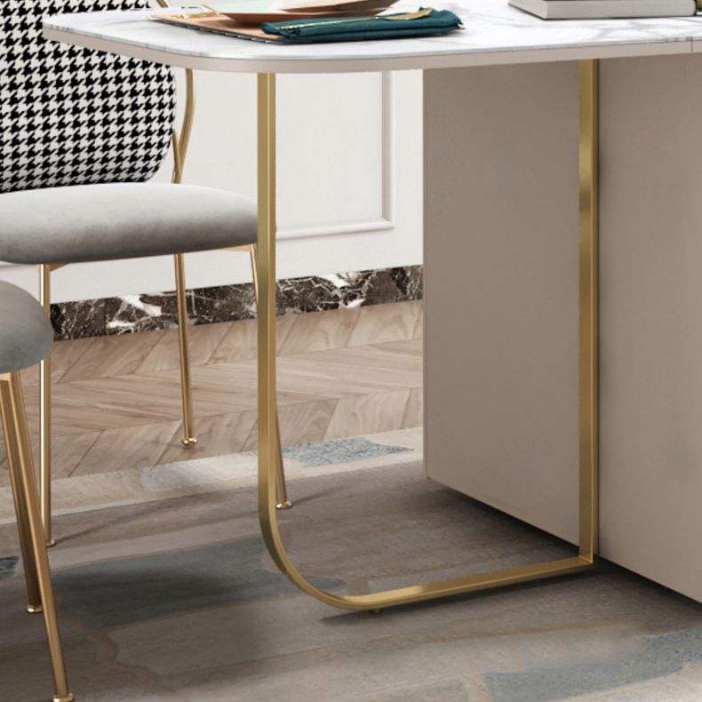 Modern Style Rectangle 63" Dining Table Sintered Stone Drop-Leaf Dining Table for Home Clearhalo ' dining_table' 'Dining Tables & Seating' 'Dining Tables' 'furn' 'furn_dining_table' 'Furniture' 'furniture_dining_table' 'Kitchen & Dining Furniture' 'kitchen&dining_furn' 'kitchen' 'kitchen_dining_table' 1200x1200_50c870ff-356c-48fe-8f66-8de03a7092db
