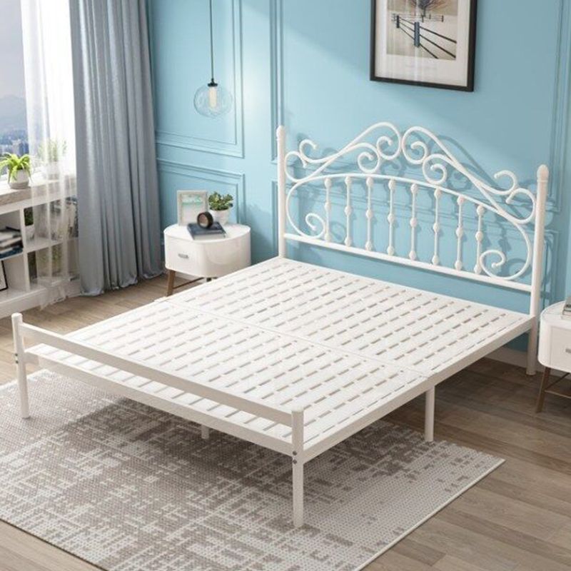Glam Metal Open-Frame Bed with Camelback Headboard and Footboard