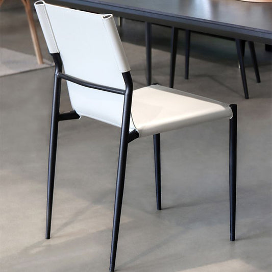 Faux Leather and Metal Dining Room Chair Contemporary Side Chair Clearhalo 'Dining Chairs' 'Dining Tables & Seating' 'dining_chair' 'furn' 'furn_dining_chair' 'Furniture' 'Kitchen & Dining Furniture' 1200x1200_50cac365-4dc3-440e-91c7-4d7e072a0444