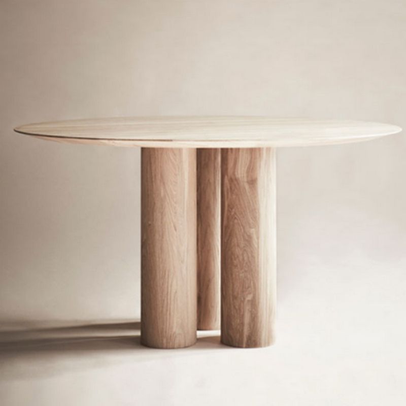 Round Dining Table Modern Wood Color Fixed Table of Pine Solid Wood Clearhalo 'Dining Tables & Seating' 'Dining Tables' 'dining_table' 'furn' 'furn_dining_table' 'Furniture' 'Kitchen & Dining Furniture' 1200x1200_50cd32dd-0ce1-447b-96e3-a92b8835edea