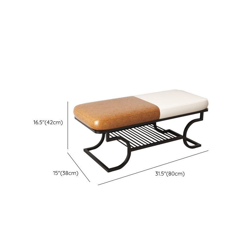 Metal Entryway Bench Modern Rectangle Seating Bench with Upholstered Clearhalo 'Benches' 'Chairs & Seating' 'furn' 'furn_benches' 'Furniture' 'Living Room Furniture' 1200x1200_50cd8b73-1154-4609-8ce3-34a8c2fe5d47