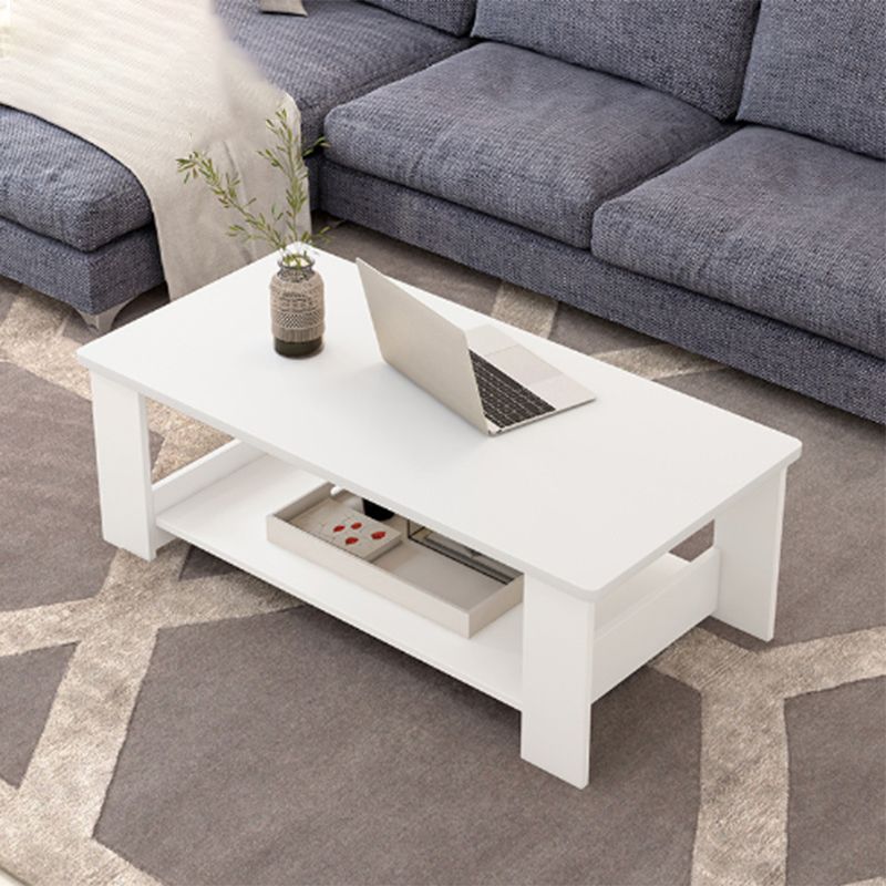 Modern Style Rectangular Artificial Material 4 Legs Base Design Coffee Table