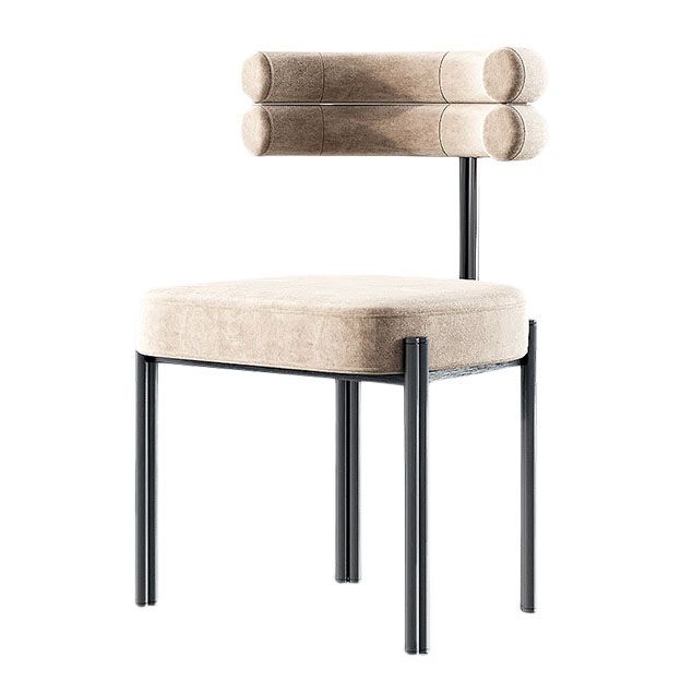 Eigentijdse open achterste eetstoelen fluweelarm eetkamerstoel