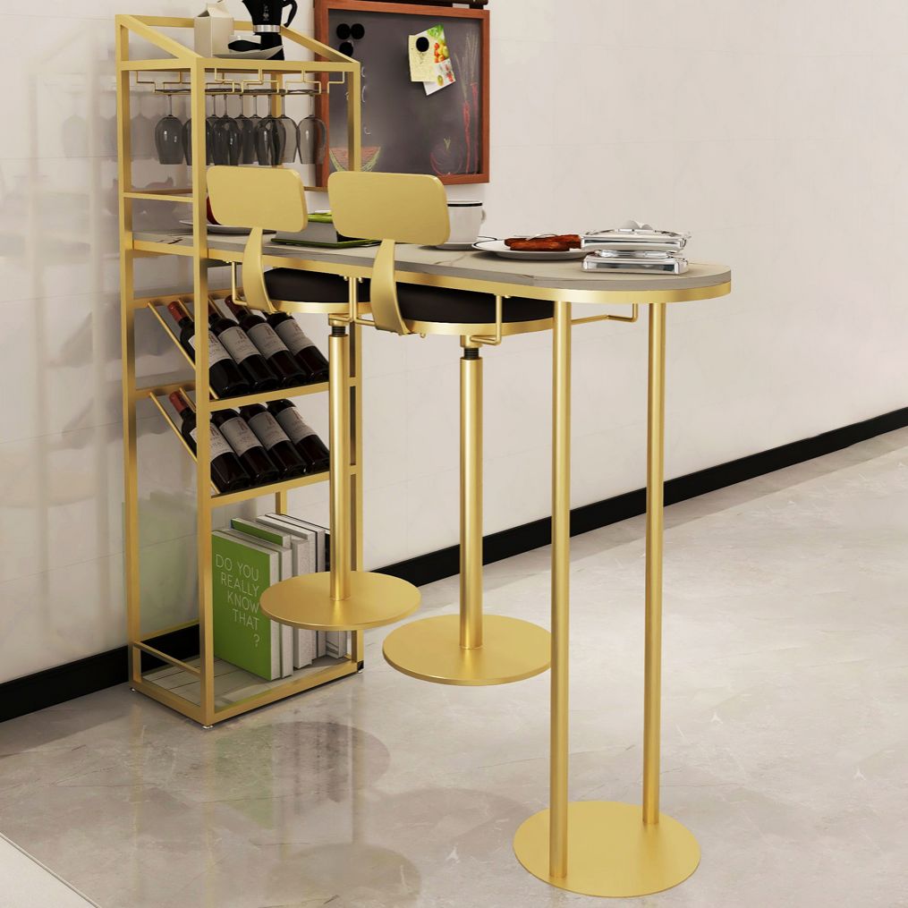 Glam Style Bar Table Stone Top Pub Table with Wine Cabinet for Dining Room Clearhalo 'Bar Furniture' 'Bar Tables' 'bar_tables' 'furn' 'furn_bar_tables' 'Furniture' 'furniture_bar_tables' 'Kitchen & Dining Furniture' 1200x1200_50d1fe0a-7454-44a6-a876-2e940621f35b