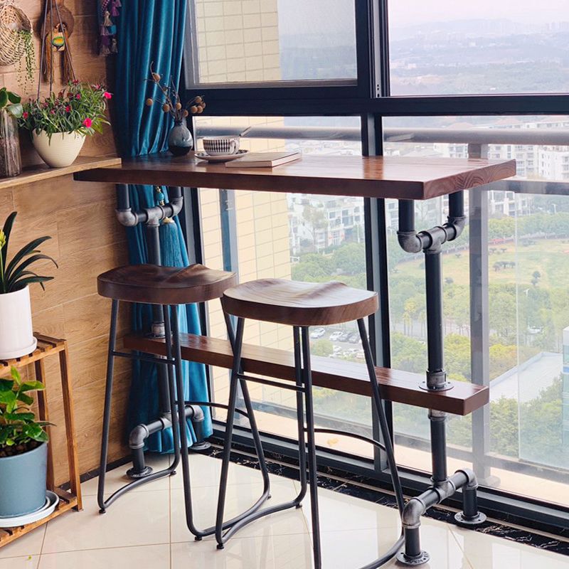 Tavolo da bar per barra top in legno rettangolare tavolo da barra industriale con base di cavalletto