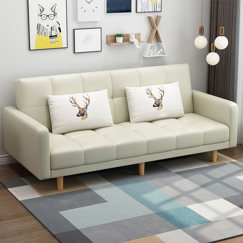 コンテンポラリービスケットバックスタンダードスクエアアームファブリックステーションソファ