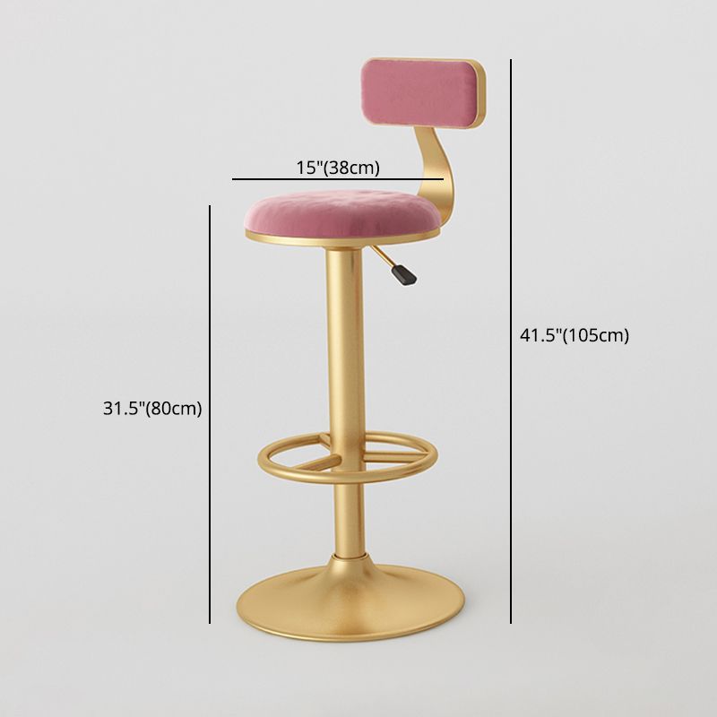 Nordic Glam Liftable Bar Stool Round Counter Bar Stool with Metal Legs Clearhalo 'Bar Furniture' 'Bar Stools' 'bar_stools' 'furn' 'furn_bar_stools' 'Furniture' 'furniture_bar_stools' 'Kitchen & Dining Furniture' 1200x1200_50d5b431-5cf6-4ec9-a8ec-42e97d4c27ad